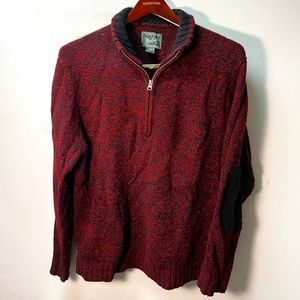 Woolrich Sweater, maroon/black - Elbow Patches! - XL.